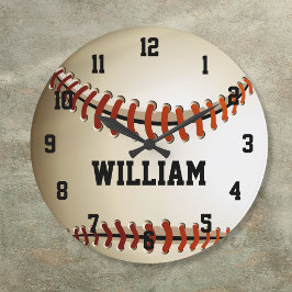 Personalized Custom Name Baseball Large Clock ラージ壁時計