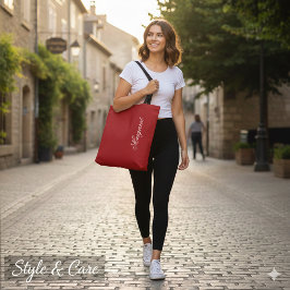 Personalized Custom Name Designer Christmas Red トートバッグ