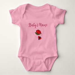 Personalized/Custom Name Ladybug Pink Baby  ベビーボディスーツ