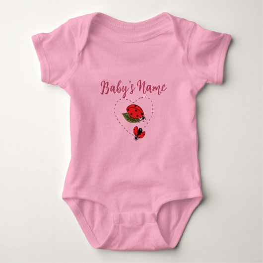 Personalized/Custom Name Ladybug Pink Baby  ベビーボディスーツ (正面)