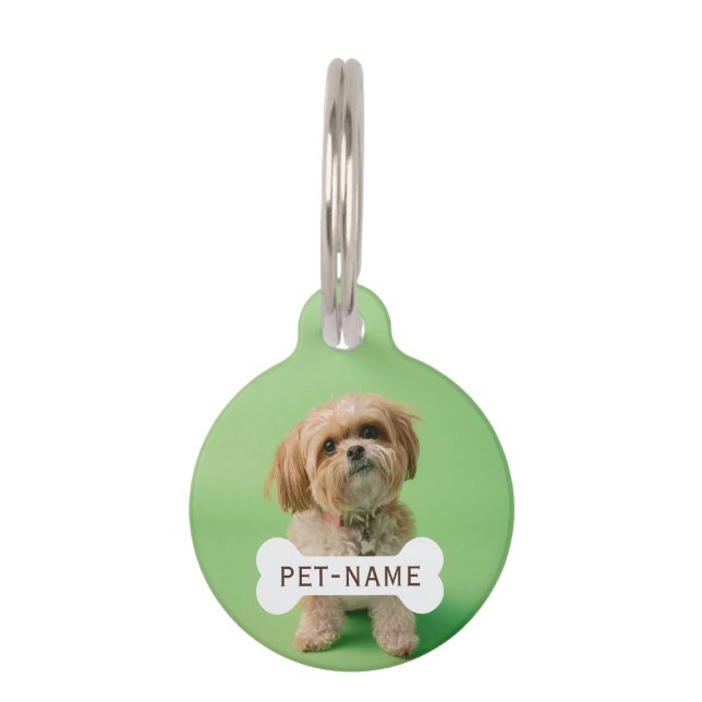 Personalized Custom Pet Dog Photo And Text Picture ペット　ネームタグ (正面)