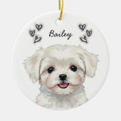 Personalized Custom Pet Photo Name Keepsake セラミックオーナメント (正面)