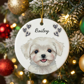 Personalized Custom Pet Photo Name Keepsake セラミックオーナメント