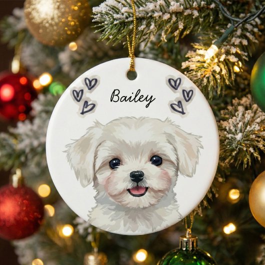 Personalized Custom Pet Photo Name Keepsake セラミックオーナメント