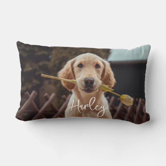 Personalized Custom Photo And Text ランバークッション (裏面)