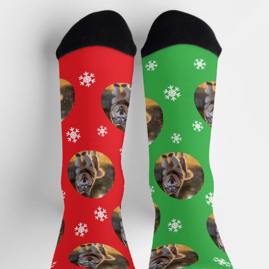 Personalized Custom Photo Blob - Husky Dog Winter ソックス (上部)