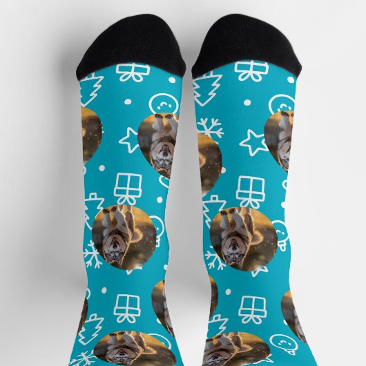 Personalized Custom Photo Blob - Winter Husky  ソックス (上部)