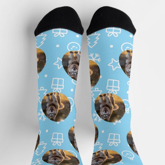 Personalized Custom Photo Blob - Winter Husky  ソックス (上部)