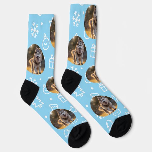 Personalized Custom Photo Blob - Winter Husky  ソックス (右)