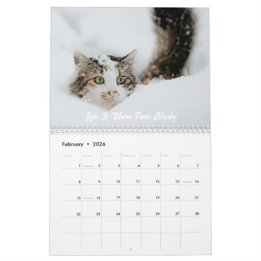 Personalized Custom Photo Cat Lovers Calendar  カレンダー (2月 2026)