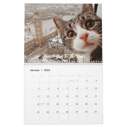 Personalized Custom Photo Cat Lovers Calendar  カレンダー (1月 2026)
