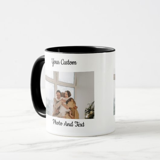 Personalized Custom Photo Text Combo Mug マグカップ (正面左)