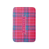 Personalized Custom Pink Fuchsia Plaid Preppy  バスマット (正面縦)
