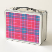Personalized Custom Pink Fuchsia Plaid Preppy  メタルランチボックス (裏面)