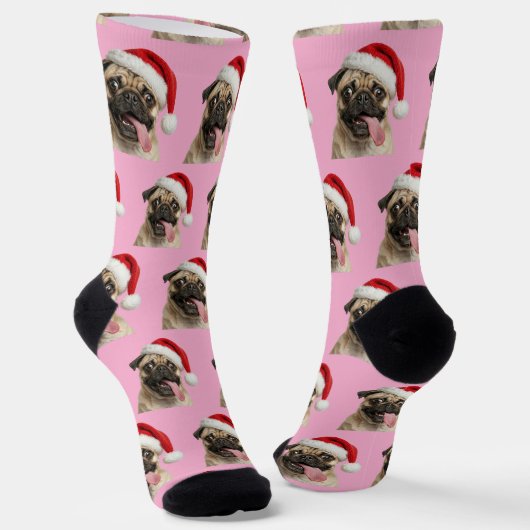 Personalized Custom Pug Christmas  ソックス (傾斜あり)