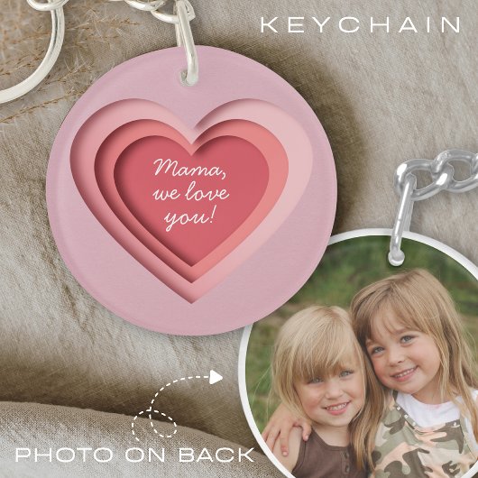 Personalized Custom Text Photo Heart キーホルダー