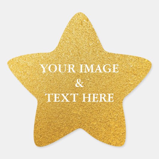 Personalized Custom Your Own Photo & Text Gold Sta 星シール (正面)