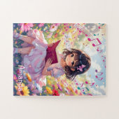 Personalized Cute Anime Girl Reading a Book ジグソーパズル (横)