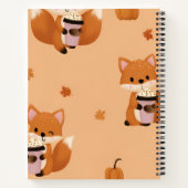 Personalized Cute Autumn Fox with Coffee Pattern  ノートブック (裏面)