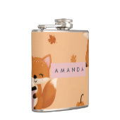 Personalized Cute Autumn Fox with Coffee Pattern  フラスク (右)