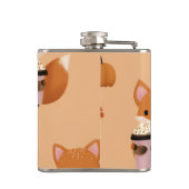 Personalized Cute Autumn Fox with Coffee Pattern  フラスク (裏面)