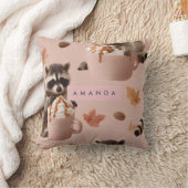 Personalized Cute Autumn Raccoon Pattern クッション (ブランケット)