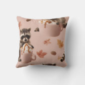 Personalized Cute Autumn Raccoon Pattern クッション (裏面)