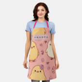 Personalized Cute Baby Chicks Pattern エプロン (着用した状態)