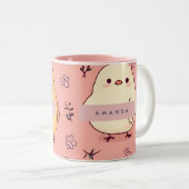 Personalized Cute Baby Chicks Pattern ツートーンマグカップ (正面右)