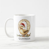 Personalized Cute Baby Duck in Santa Hat Letter Q コーヒーマグカップ (左)