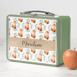 Personalized Cute baby Fox woodland keepsake メタルランチボックス