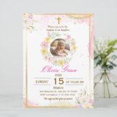 Personalized Cute Baby Girl Baptism 招待状 (スタンド正面)