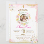 Personalized Cute Baby Girl Baptism 招待状 (正面)