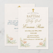 Personalized Cute Baby Girl Baptism  招待状 (正面/裏面)