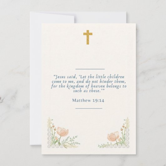 Personalized Cute Baby Girl Baptism 招待状 (裏面)