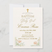 Personalized Cute Baby Girl Baptism  招待状 (正面)