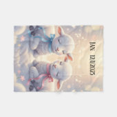 Personalized Cute Baby Lambs on a cloud フリースブランケット (正面(横))