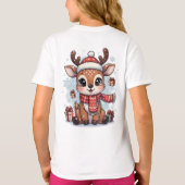 Personalized Cute Baby Reindeer Christmas Kids  Tシャツ (裏面)