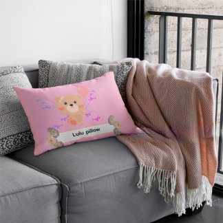 Personalized Cute Bear & Balloon Accent Pillow | C アクセントクッション