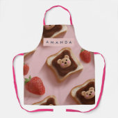 Personalized Cute Bear Toast Pattern Apron エプロン (正面)