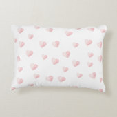 Personalized Cute Bear with pink Hearts アクセントクッション (裏面)