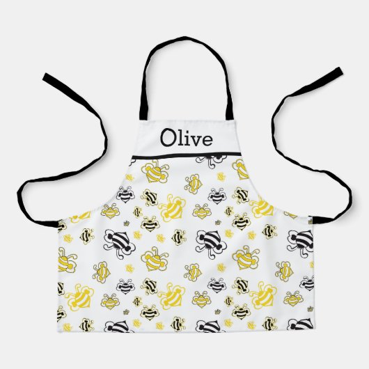 Personalized Cute Bees Pattern Apron – Honey Bee エプロン (正面)