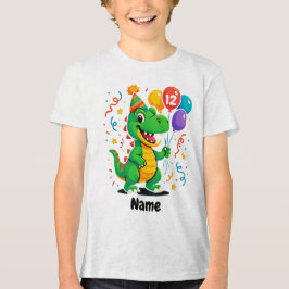 Personalized Cute Birthday Dino Kids  トライブレンドＴシャツ