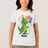 Personalized Cute Birthday Dino Kids トライブレンドTシャツ (正面)