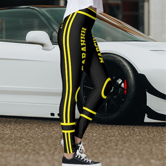 Personalized Cute Black Yellow Stripes Custom Made レギンス