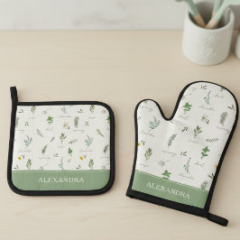Personalized Cute Botanical 鍋つかみ&鍋敷きセット