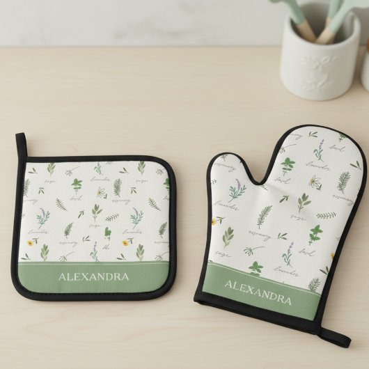 Personalized Cute Botanical 鍋つかみ&鍋敷きセット