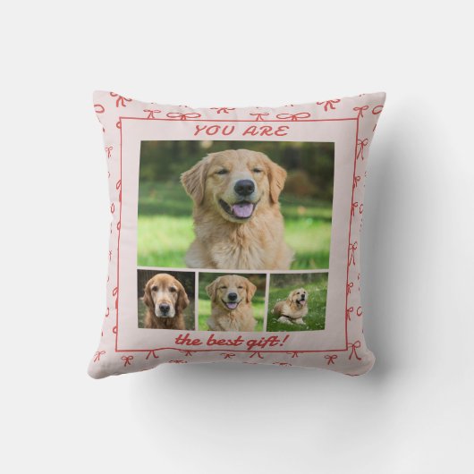 Personalized Cute Bow Pattern Pet Photo Pillow クッション (裏面)
