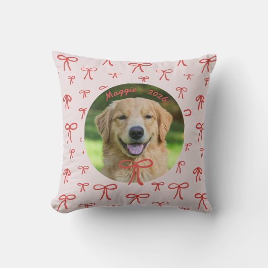 Personalized Cute Bow Pattern Pet Photo Pillow クッション (正面)