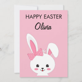 Personalized Cute Bunny Easter Kids Custom Name シーズンカード